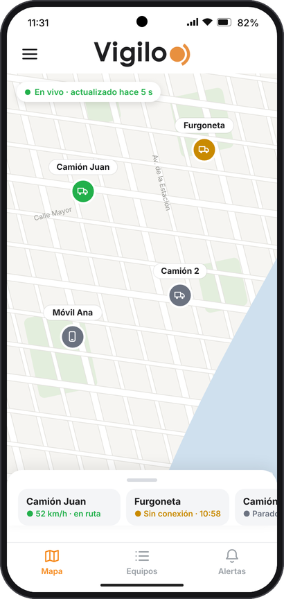 Mapa con los celulares en tiempo real